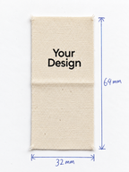 Cotton Label · Centre Fold · 32 × 64 mm