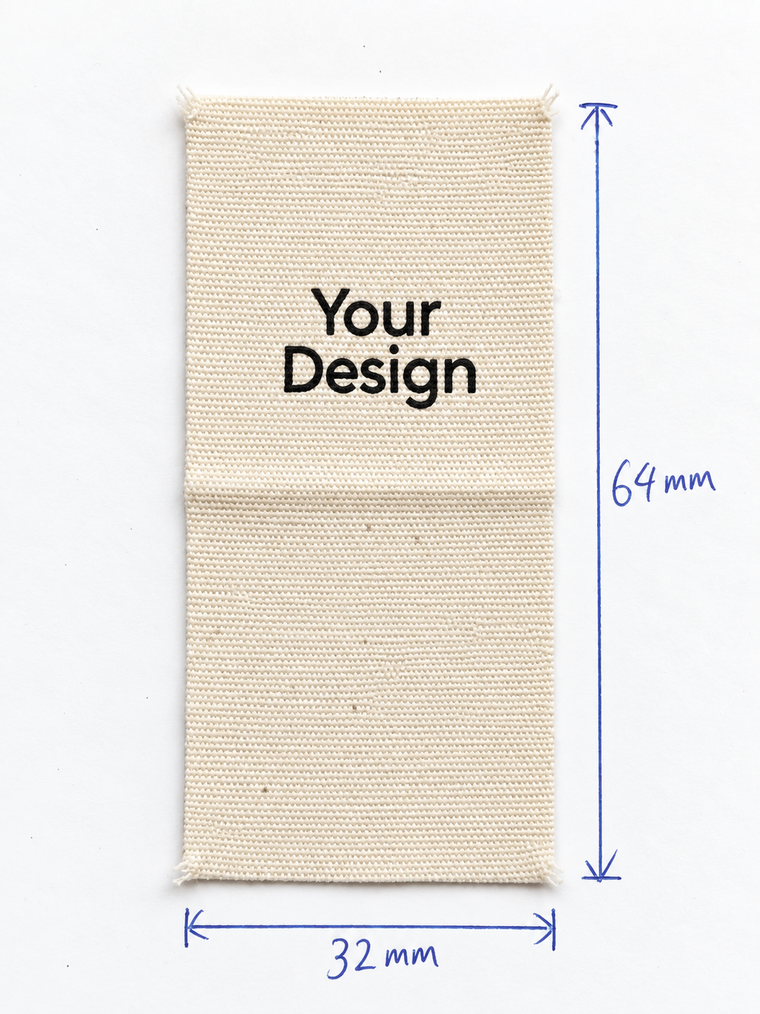 Cotton Label · Centre Fold · 32 × 64 mm
