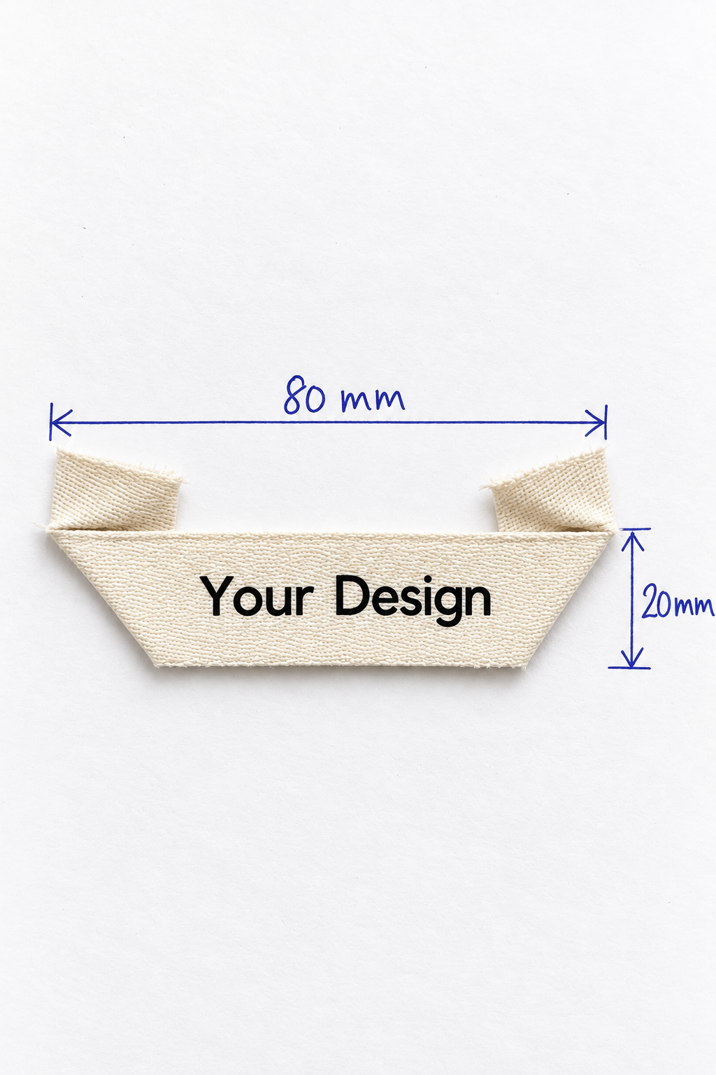 Cotton Label · Mitre Fold · 80 × 20 mm