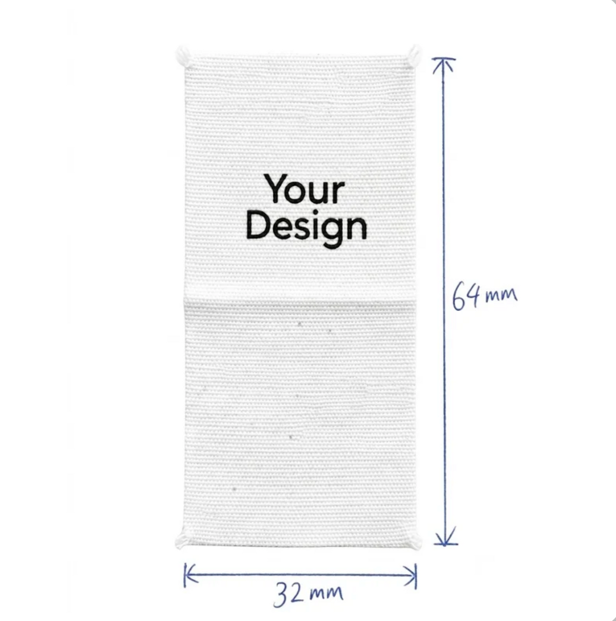 Woven Label · Centre Fold · 32 × 64 mm