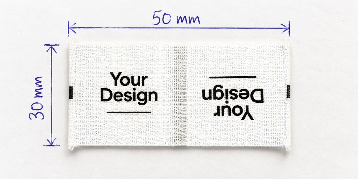 Woven Label · Centre Fold · 50 × 30 mm