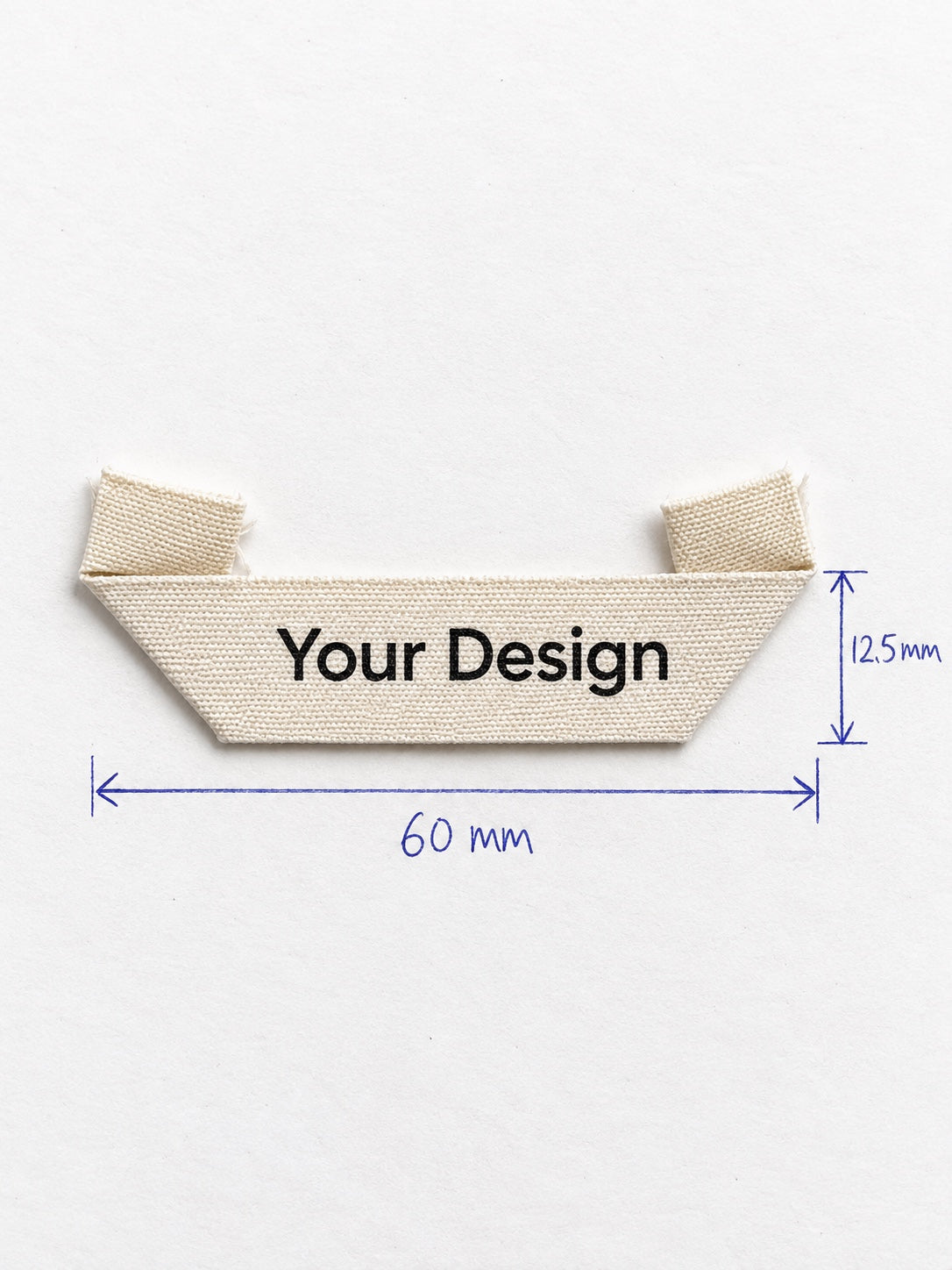 Cotton Label · Mitre Fold · 60 × 12.50 mm