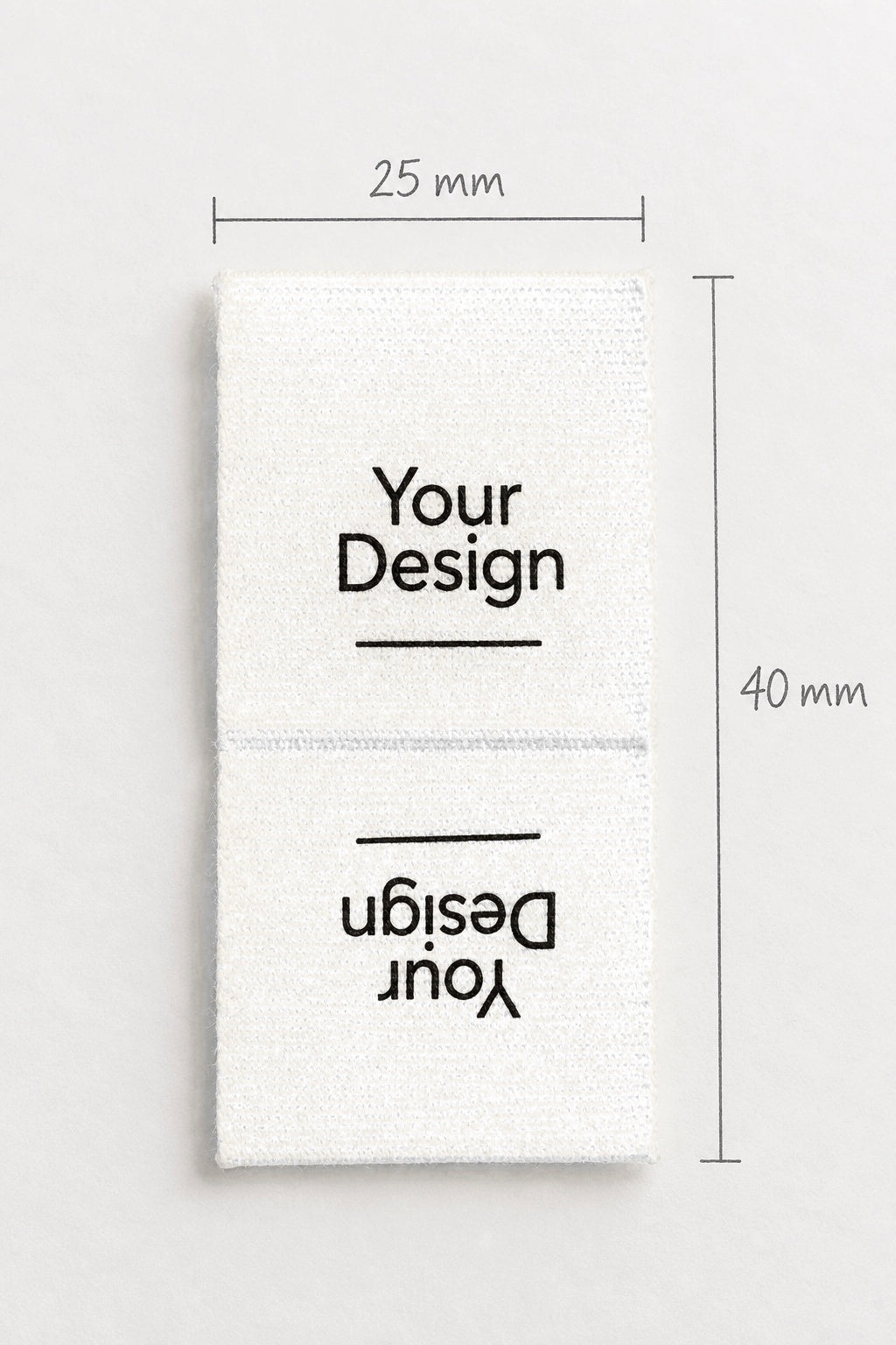Woven Label · Centre Fold · 25 × 40 mm